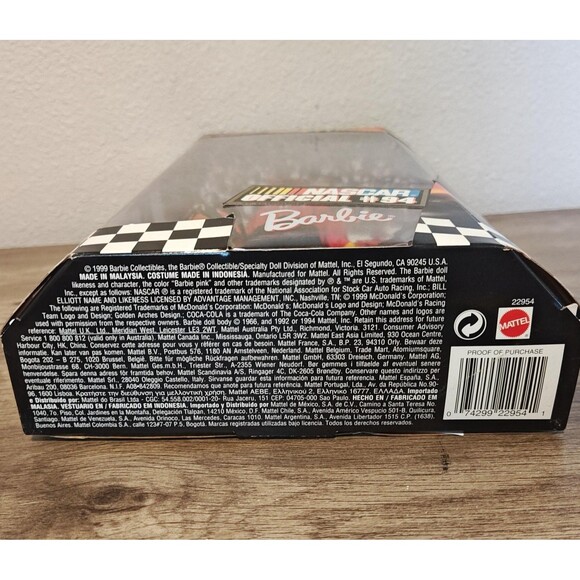 Vintage 1999 NASCAR Official #94 Barbie Doll McDonald's Mattel 22954 In Box - Picture 7 of 9